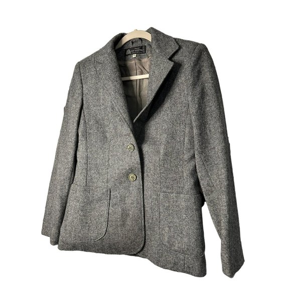 100% Pure Virgin Wool Button Up Ladies Gray Career Wear Blazer Jacket SZ 7/8 - Picture 3 of 5